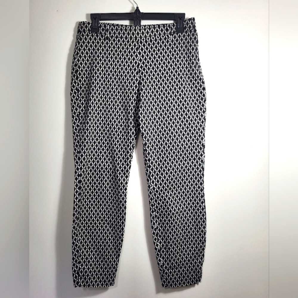 H&M black and white side zip ankle pant women's 8  #2307